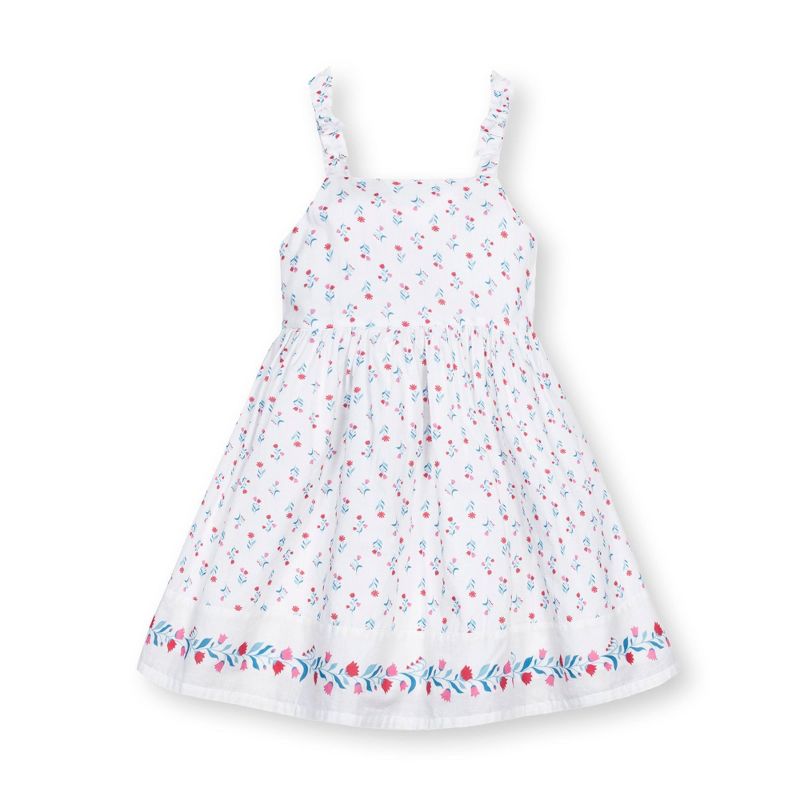 فستان صيفي بدون أكمام بشريط فيونكة وحافة حافة للبنات من Hope &amp; Henry، للأطفال