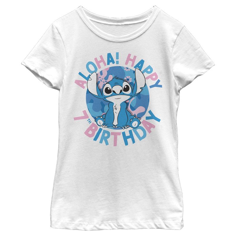 Boy's Lilo & Stitch Aloha Happy 7th Birthday T-Shirt