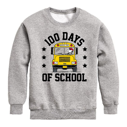 Boys' - Peanuts - Snoopy One Hundred Days Of School Graphic Long Sleeve Fleece Sweatshirt
