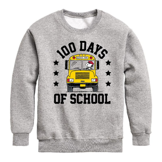 Boys' - Peanuts - Snoopy One Hundred Days Of School Graphic Long Sleeve Fleece Sweatshirt