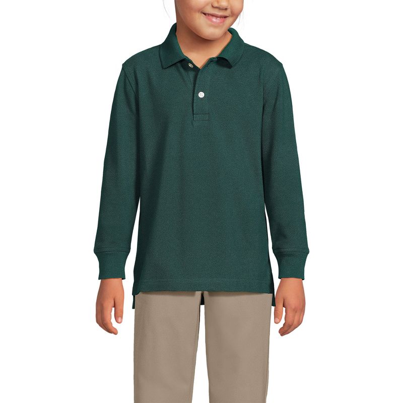 Lands' End School Uniform Kids Long Sleeve Mesh Polo Shirt