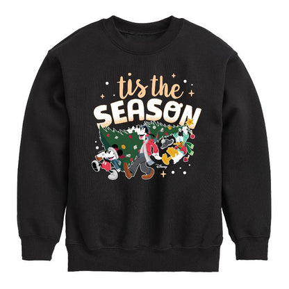 Boys' - Disney - Mickey and Friends Tis The Season Christmas Graphic Long Sleeve Fleece Sweatshirt