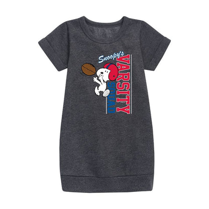 فستان صوف بأكمام قصيرة مطبوع عليه رسومات فرقة سنوبي الجامعية - بينتس - للبنات