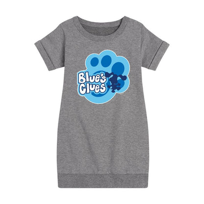 Girls' - Blue's Clues & You! - Blue Clues Paw Logo Graphic Short Sleeve Fleece Dress