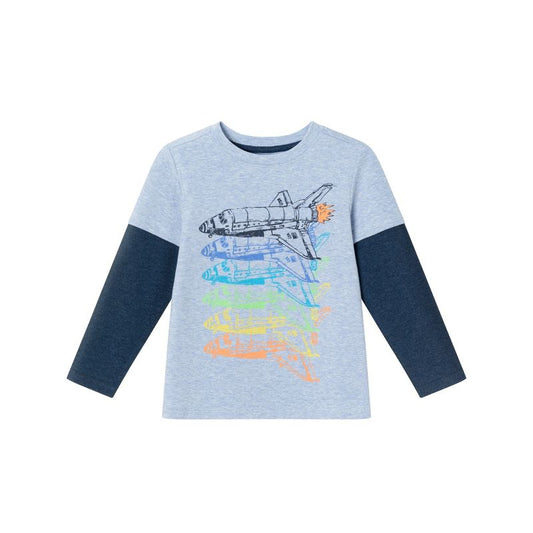 Andy & Evan  Kids  Long Sleeve Two-Fer Graphic Tee Shirt