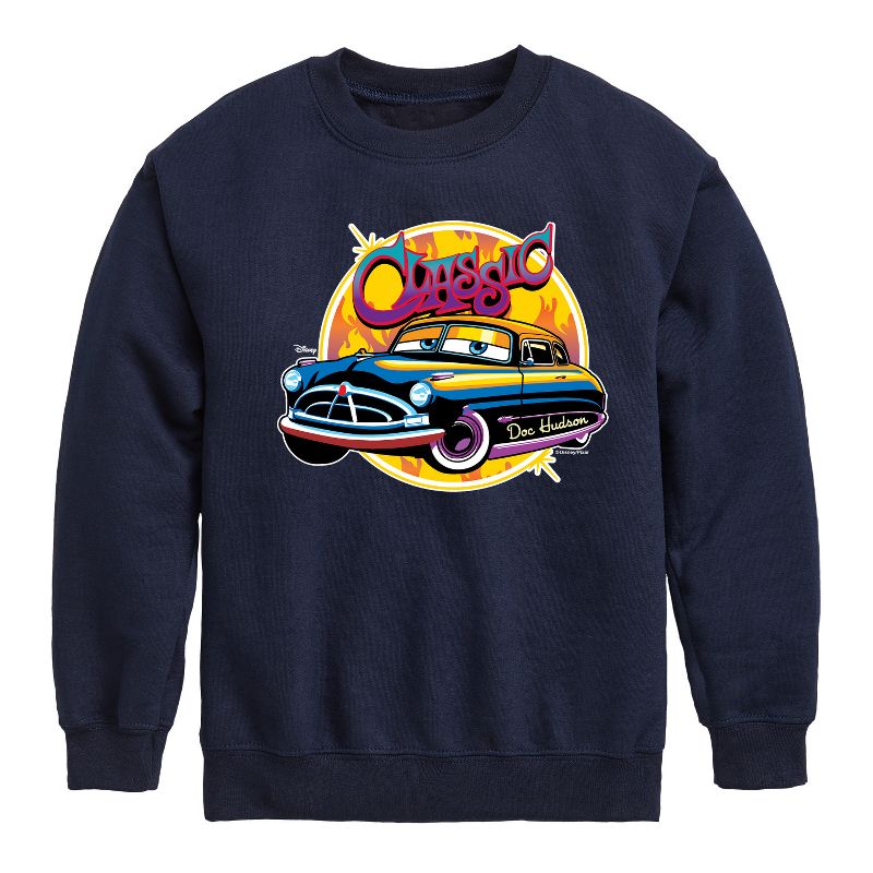 Boys' - Disney - Classic Doc Hudson Car Show Ready Graphic Long Sleeve Fleece Sweatshirt