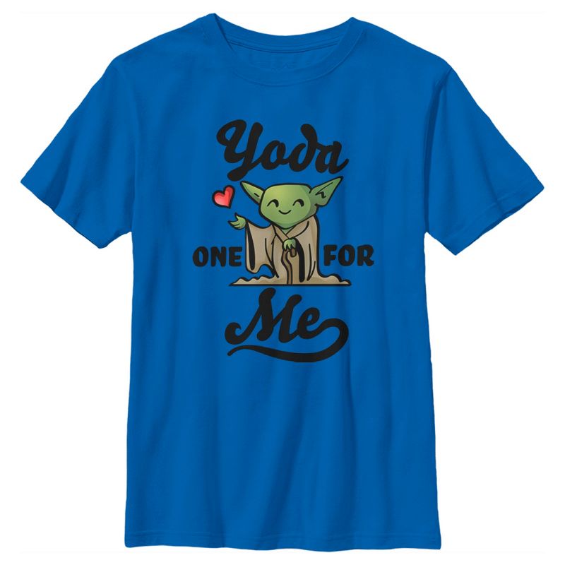 Boy's Star Wars Valentine's Day Yoda One for Me Cartoon T-Shirt