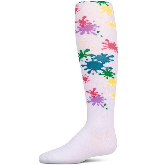Memoi Girls Splatter Paint Opaque Stretch Cotton Tights