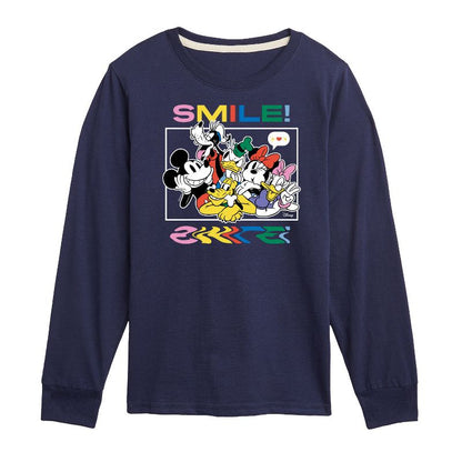 Boys' - Disney - Mickey, Minnie, Goofy, Donald Duck, Daisy & Pluto Photo Long Sleeve Graphic T-Shirt