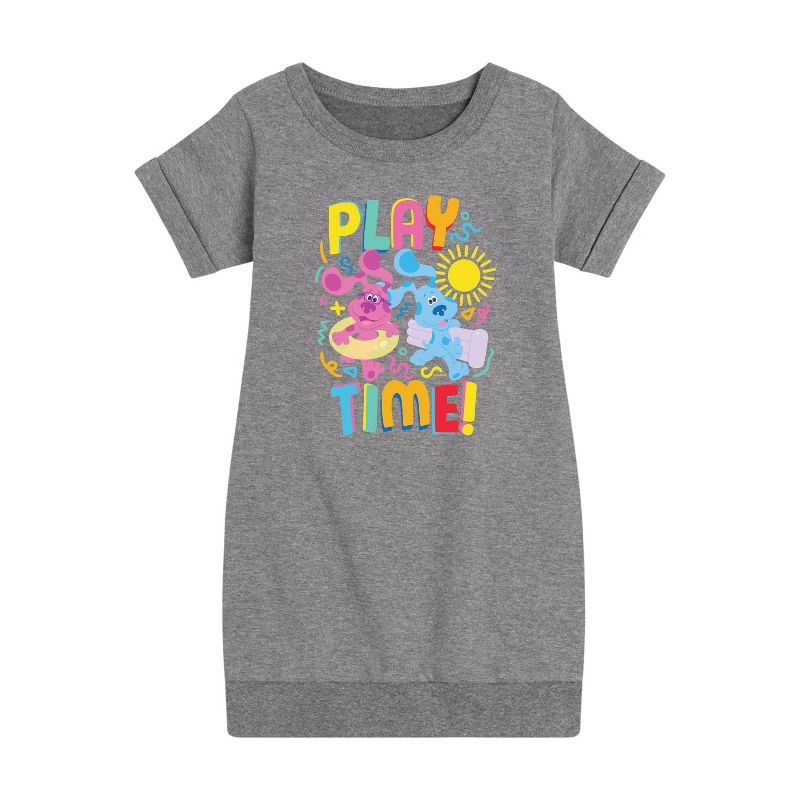 Girls' - Blue's Clues & You! - Play Time Graphic Short Sleeve Fleece Dress