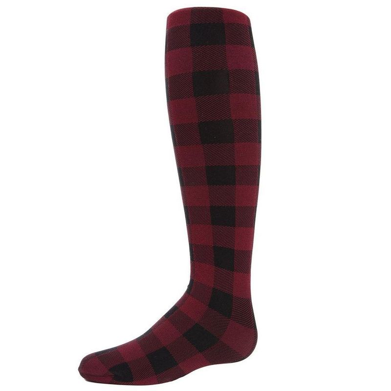 Memoi Girls' Checkerboard Plaid Opaque Tights
