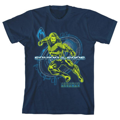 Aquaman Savior of the Seas Boy's Navy T-shirt