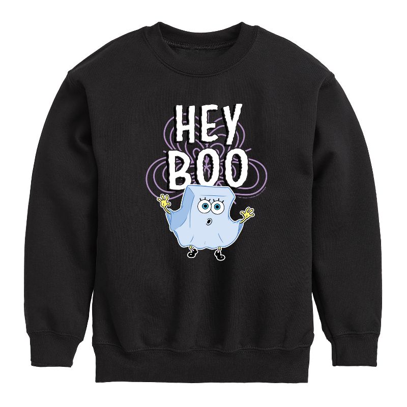 Boys' - SpongeBob SquarePants - Hey Boo Graphic Long Sleeve Fleece Sweatshirt