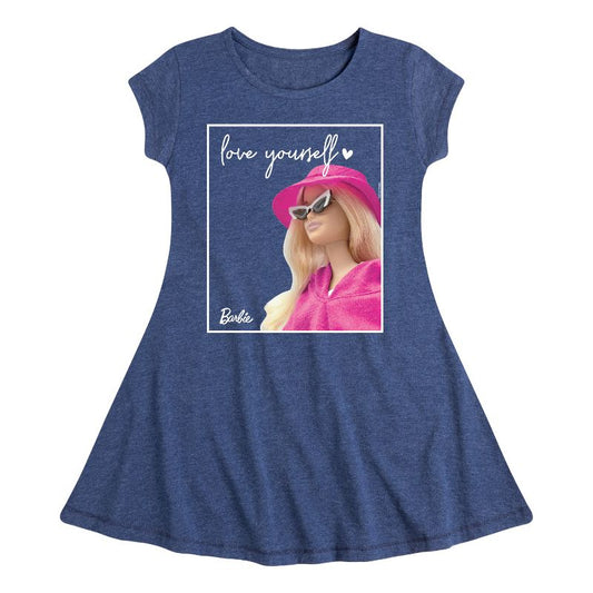 Girls' - Barbie - Love Yourself Fit & Flair Cap Sleeve Dress