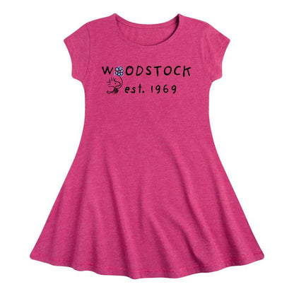 Girls' - Peanuts - Woodstock 1969 Fit & Flair Cap Sleeve Dress