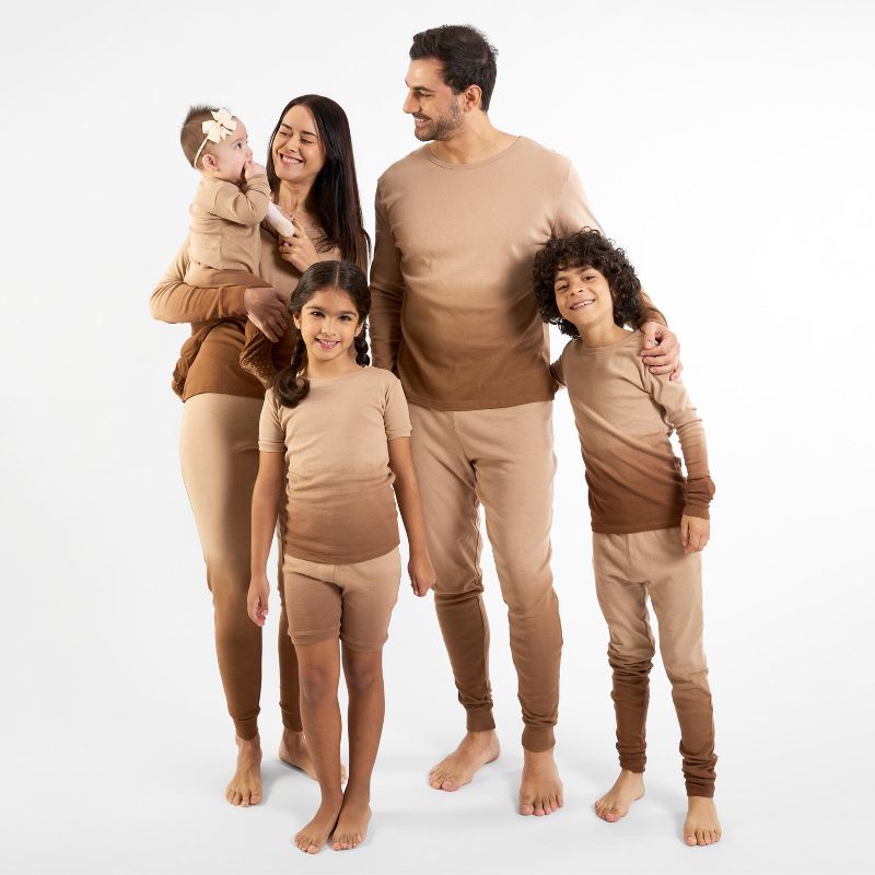 Leveret Matching Family Pajamas – Tie Dye Ombre Beige Print – 100% Cotton – Customizable for Personalization