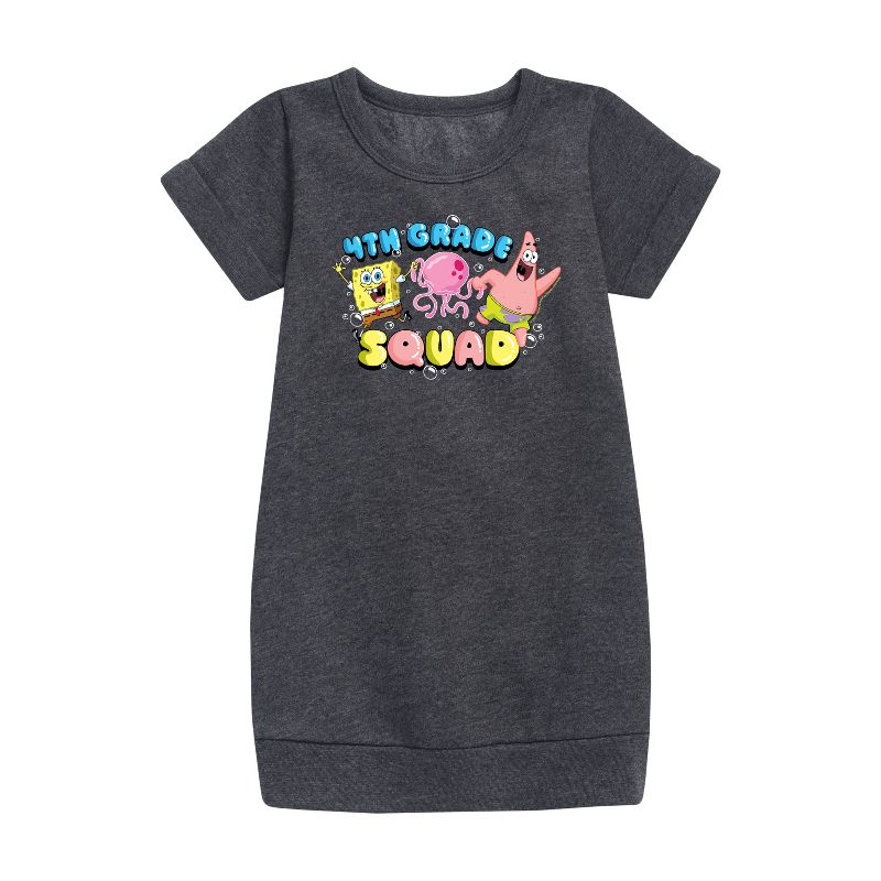 Girls' - SpongeBob SquarePants - 4th Grade Squad Graphic Short Sleeve Fleece Dress