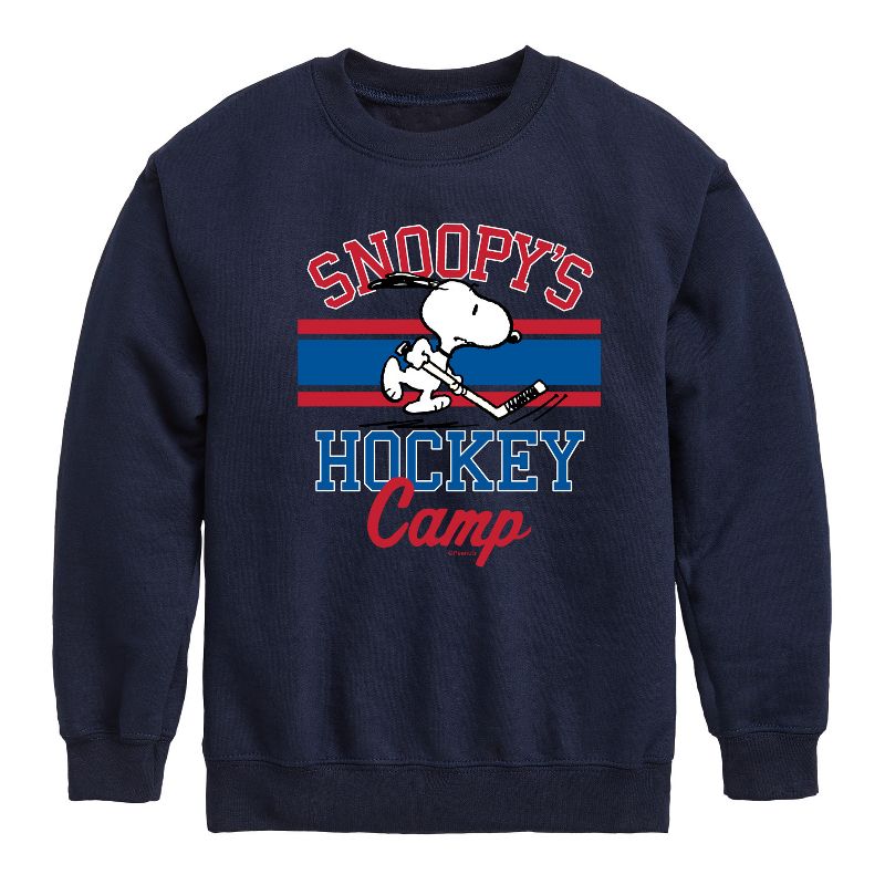 Boys' - Peanuts - Snoopy's Hockey Camp Graphic Long Sleeve Fleece Sweatshirt
