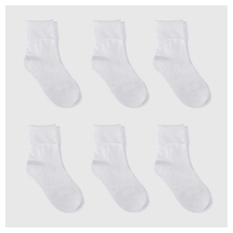 Girls' 6pk Casual Turn Cuff Socks - Cat & Jack™ White