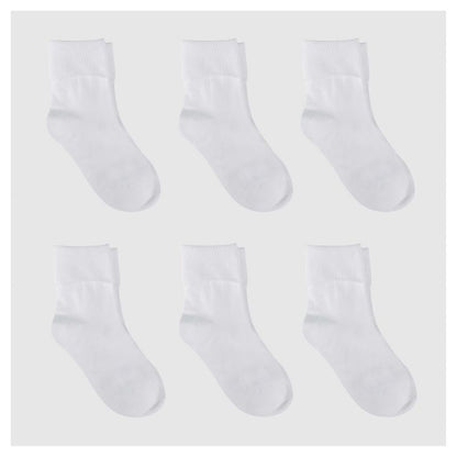 Girls' 6pk Casual Turn Cuff Socks - Cat & Jack™ White