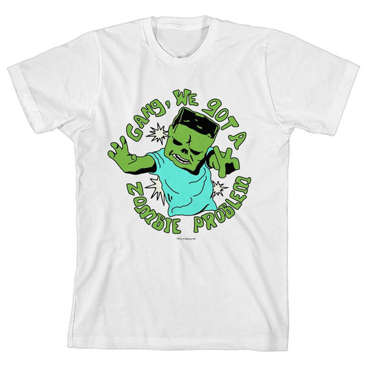 Minecraft Zombie Youth White Crew Neck Short Sleeve Shirt