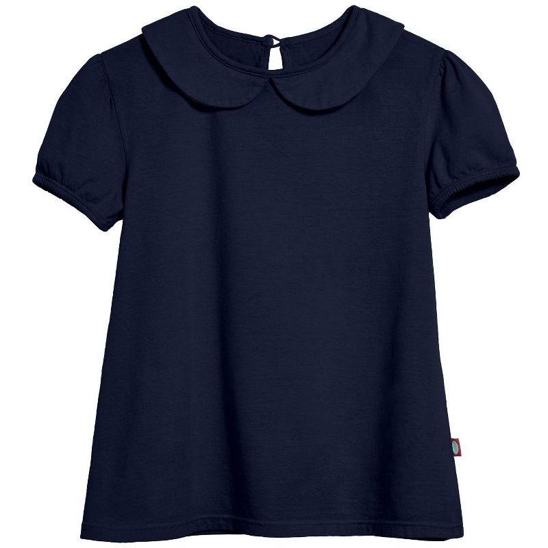 City Threads USA-Made Girls Soft Cotton Jersey Peter Pan Collar Short Sleeve Puff Tee