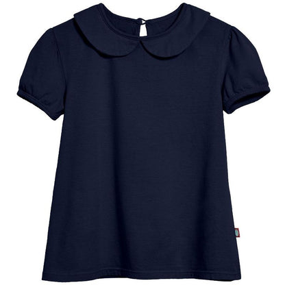 City Threads USA-Made Girls Soft Cotton Jersey Peter Pan Collar Short Sleeve Puff Tee