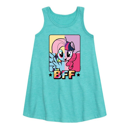 Girls' - My Little Pony - Bff Pony Grid Graphic Sleeveless Aline Dress