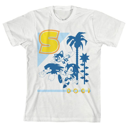 Sonic The Hedgehog Classic Bioworld Sonic Classic Character Group Artwork on White Short Sleeve Youth T-Shirt