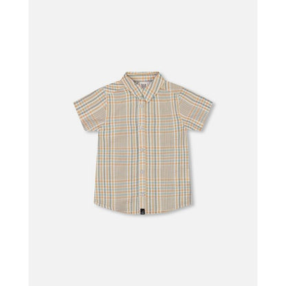 Deux par Deux Boy Short Sleeve Button Down Shirt Plaid