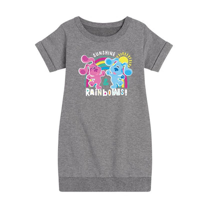 Girls' - Blue's Clues & You! - Sunshine and Rainbows Graphic Short Sleeve Fleece Dress