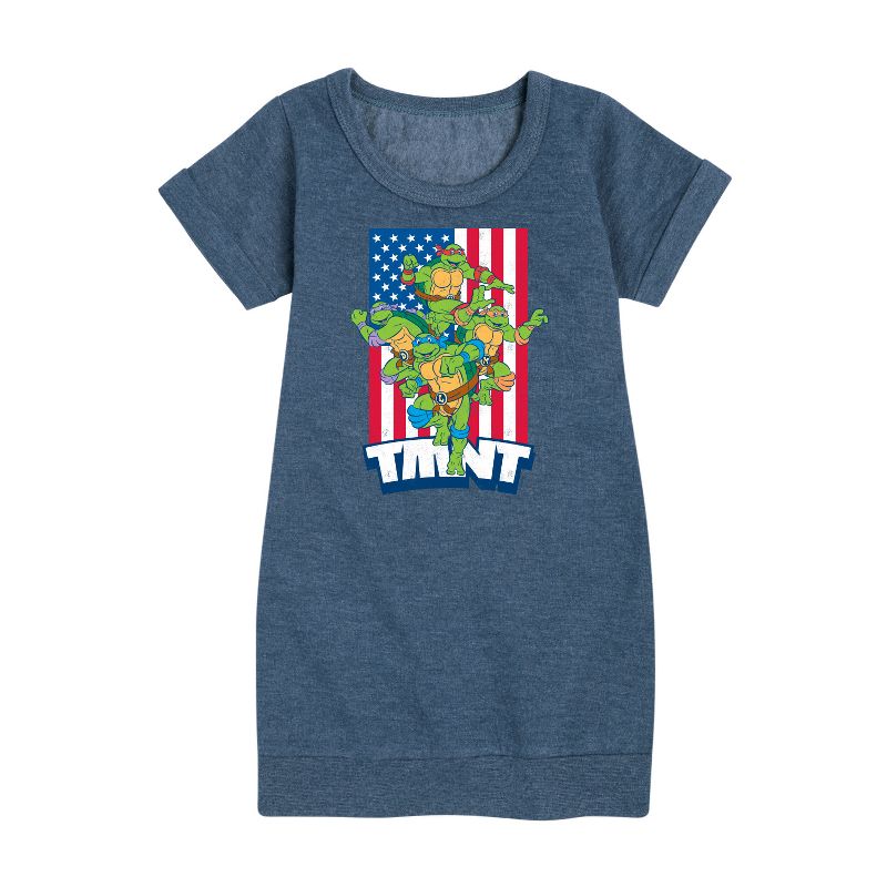 فستان بناتي من سلاحف النينجا المراهقة المتحولة - سلاحف الولايات المتحدة الأمريكية - فستان من الصوف بأكمام قصيرة