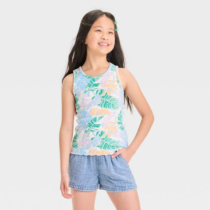 Girls' Ribbed Printed Tank Top - Cat & Jack™