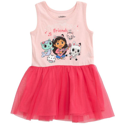 Dreamworks Gabby's Dollhouse Cakey Cat Gabby Kitty Fairy Pandy Paws Mercat Girls Tulle Dress Toddler to Big Kid