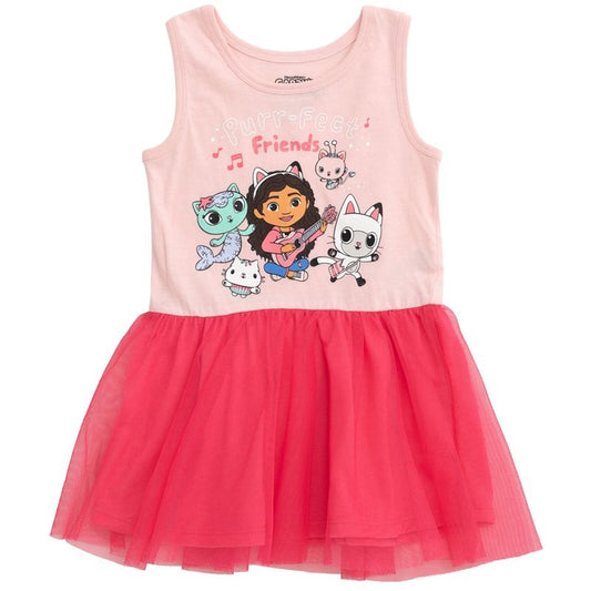 Dreamworks Gabby's Dollhouse Cakey Cat Gabby Kitty Fairy Pandy Paws Mercat Girls Tulle Dress Toddler to Big Kid