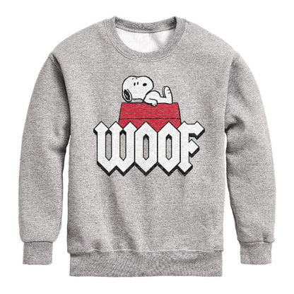 Boys' - Peanuts - Woof Snoopy Graphic Long Sleeve Fleece Sweatshirt
