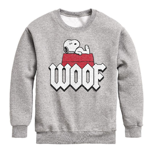 Boys' - Peanuts - Woof Snoopy Graphic Long Sleeve Fleece Sweatshirt