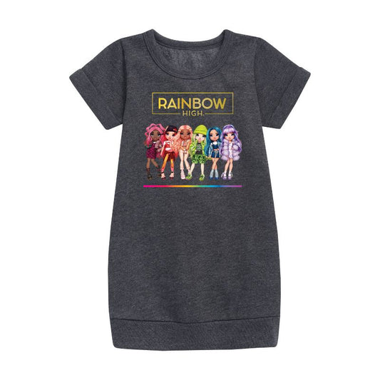 Girls' - Rainbow High - Toy Doll Lineup Graphic Short Sleeve Fleece Dress
