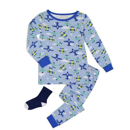 Sleep On It  Boys 2-Piece Super Soft Jersey Snug-Fit Pajama Set with Matching Socks - Baby Boy Pajamas and Toddler Pajama Sets