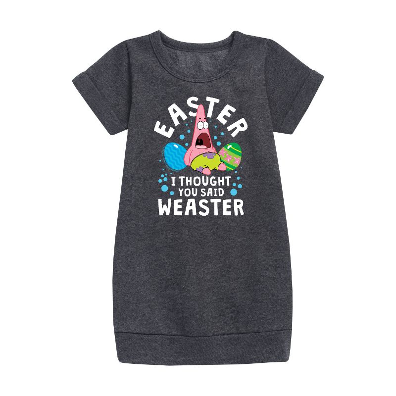 Girls' - SpongeBob SquarePants - Easter Weaster Graphic Short Sleeve Fleece Dress