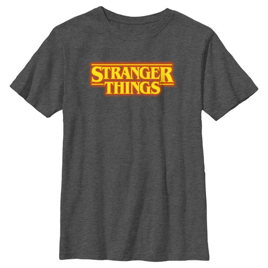 تي شيرت برتقالي بشعار Stranger Things للأولاد