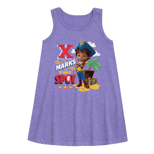 Girls' - Santiago of The Seas - X Marks The Spot Graphic Sleeveless Aline Dress