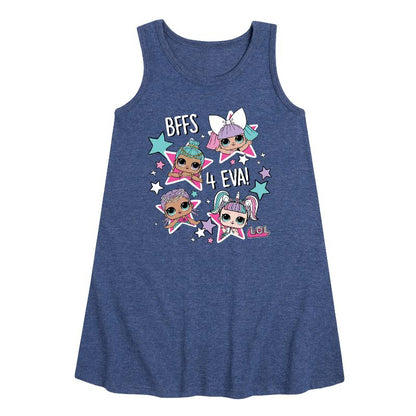 فستان بناتي من LOL Surprise! - BFFS 4 EVA جرافيكي بدون أكمام بتصميم خطي