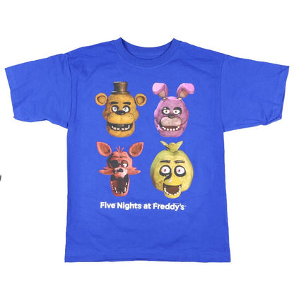 Seven Times Six Five Nights At Freddy's T-Shirt Boy's Chica Foxy Bonnie Faces Short Sleeve Top Blue