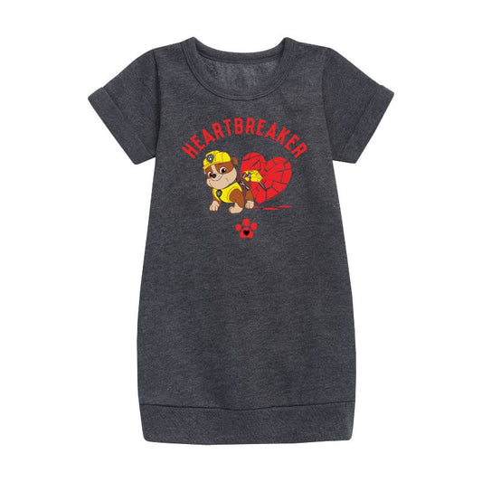 Girls' - Paw Patrol - Valentine's Heartbreaker Graphic Short Sleeve Fleece Dress