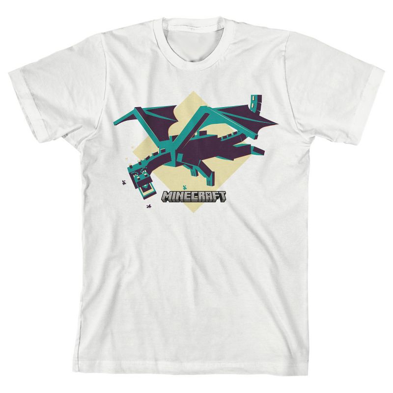 تي شيرت أبيض للأولاد من Minecraft Dragon Youth