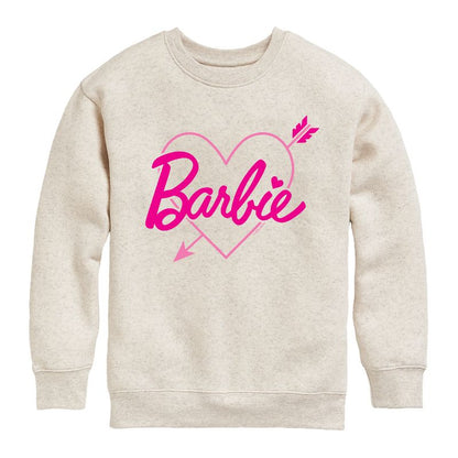 Boys' - Barbie - Barbie Arrow Heart Logo Graphic Long Sleeve Fleece Sweatshirt