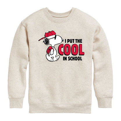Boys' - Peanuts - Snoopy I Put the Cool in School Graphic Long Sleeve Fleece Sweatshirt