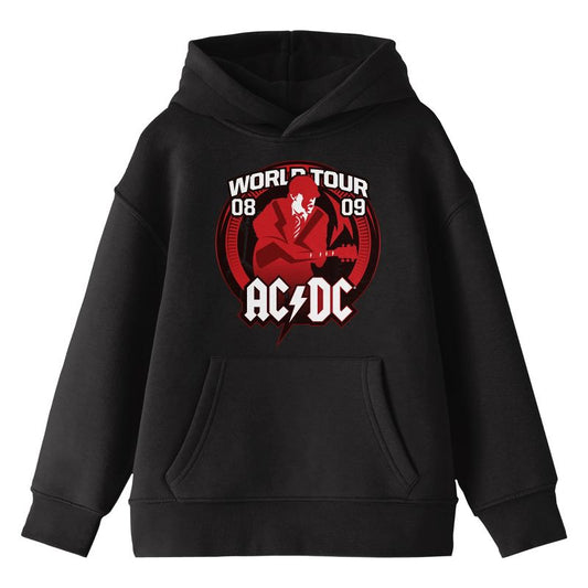 ACDC World Tour 08 09 Long Sleeve Youth Black Hooded Sweatshirt