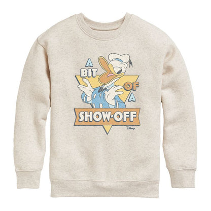 Boys' - Disney - Donald Bit Of A Show Off Graphic Long Sleeve Fleece Sweatshirt